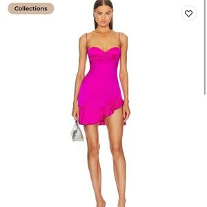 Retrofete Fuchsia Mini Dress with Ruffle Hem
